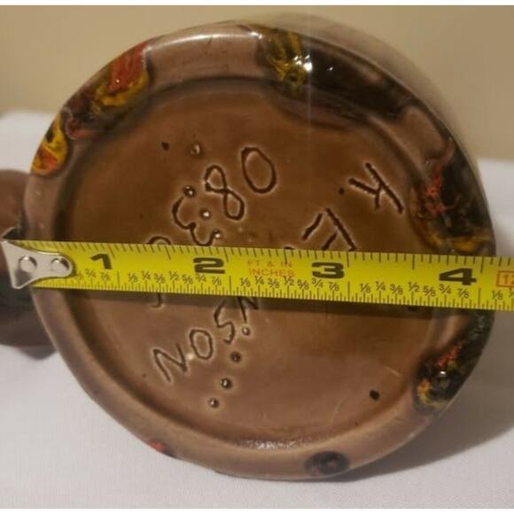 Vintage 2 Pc Decanter FIRE WATER 1970s Hand Painted Indian Ceramic Hat Lid Bar - Picture 9 of 9